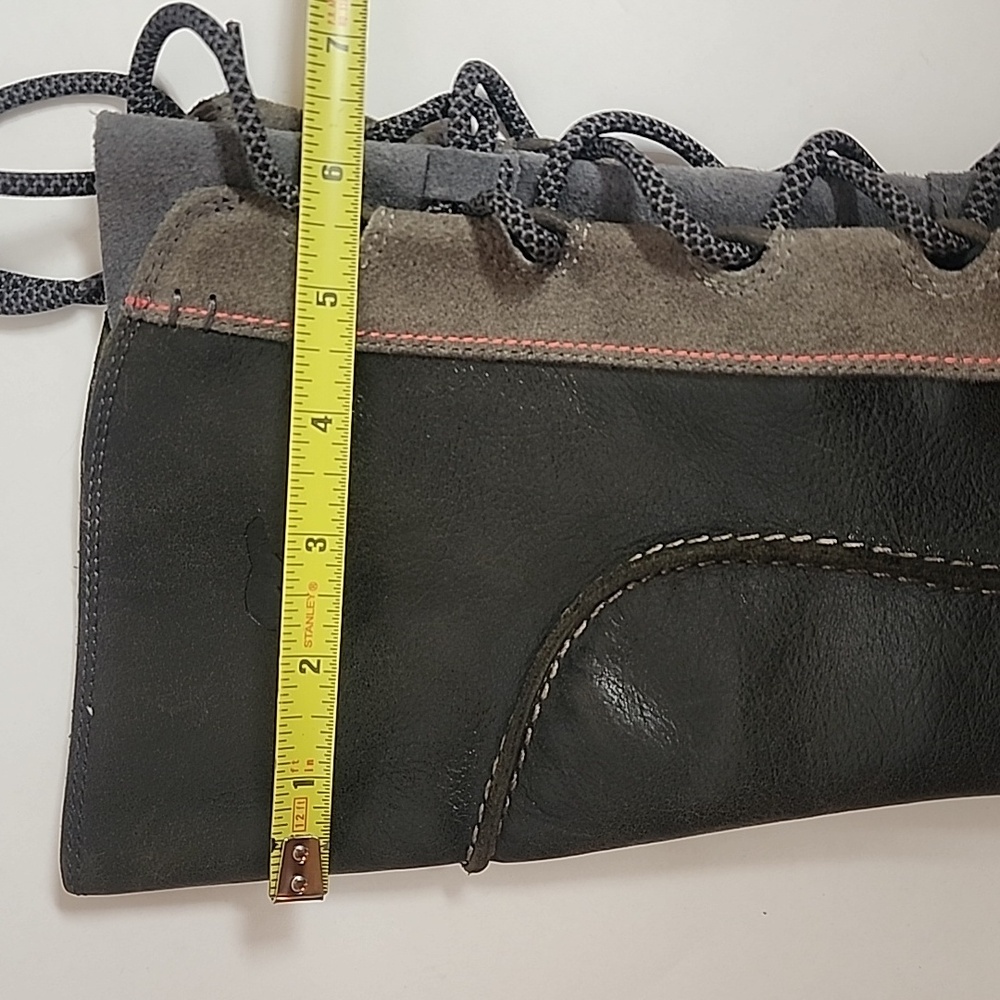 Sorel Cate The Great Sz8.5  Black Gray Olive Lace-up Tall 3.5 Hidden Wedge Boots - Picture 12 of 12
